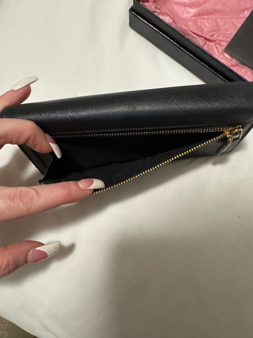 Prada Black Saffiano Long Wallet with Gold Logo Hardware - Picture 10 of 13